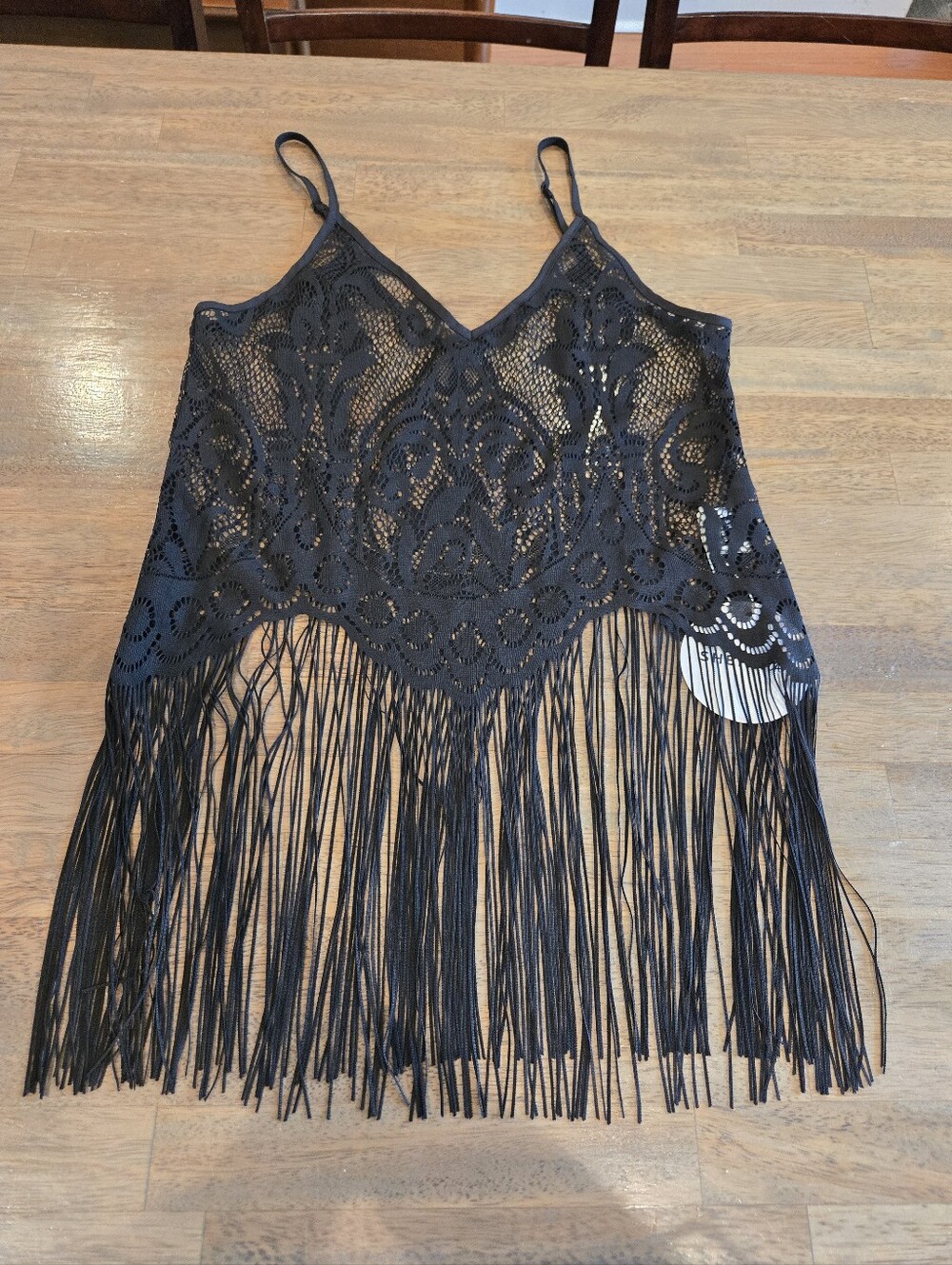 SHEIN Black Crochet Fringe Camisole Tank